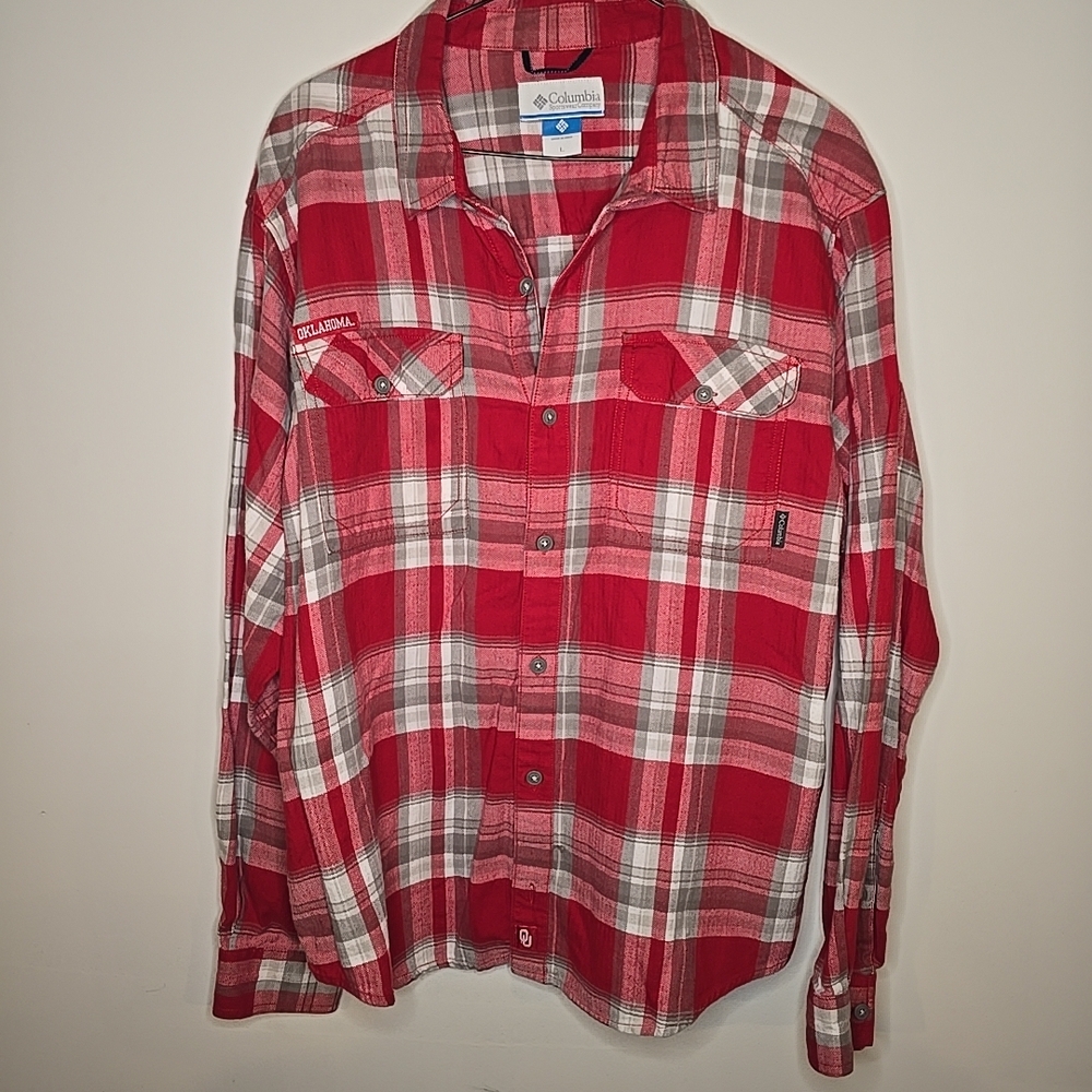 Columbia Sportswear Company Size Large Oklahoma Button Up Flannel Long Sleeve